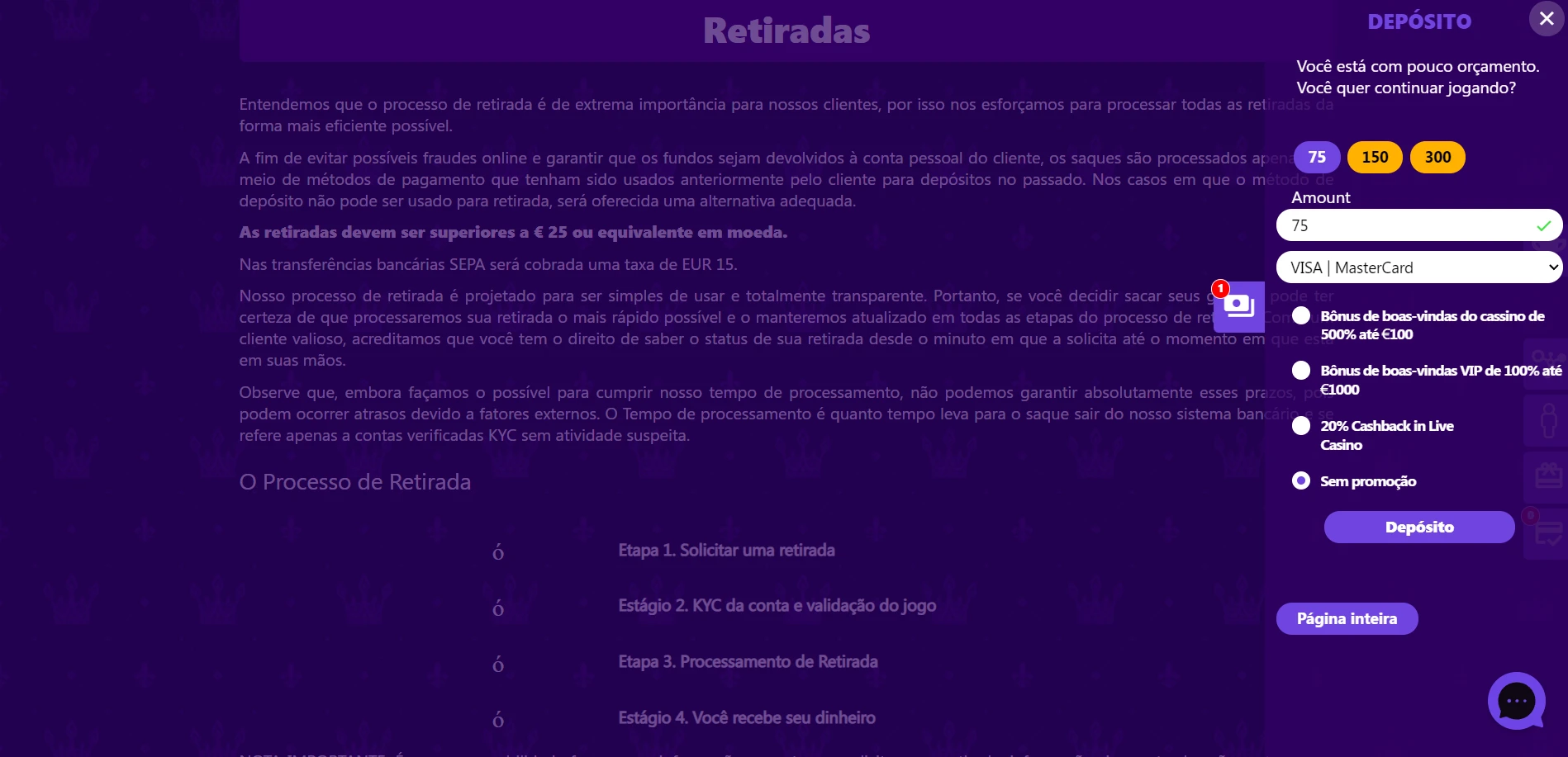 Winzz Casino Screenshot
