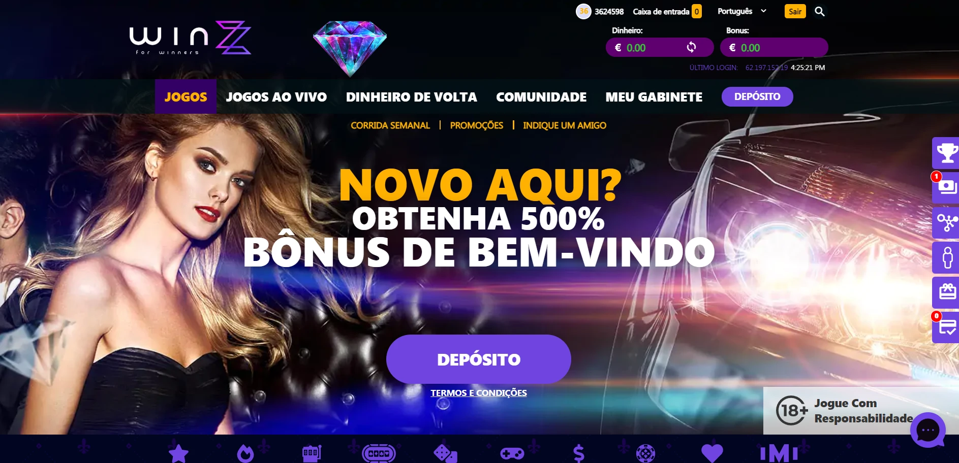 Winzz Casino Screenshot