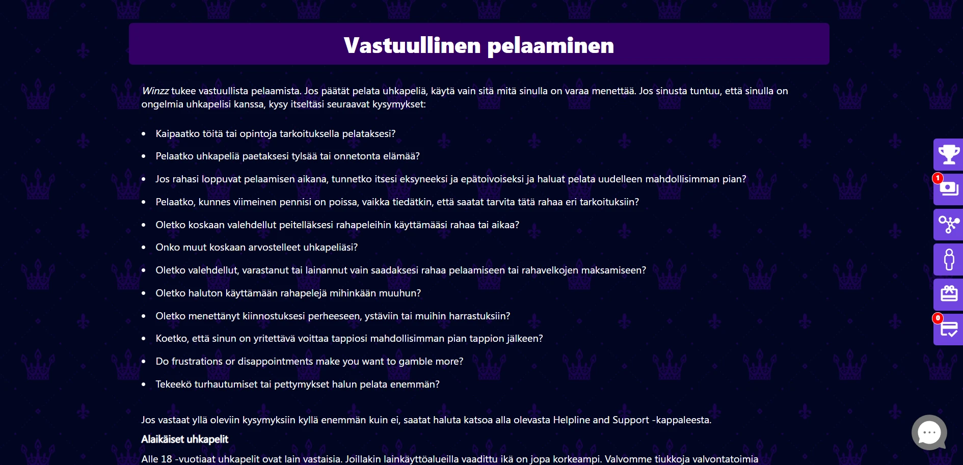 Winzz Casino Screenshot