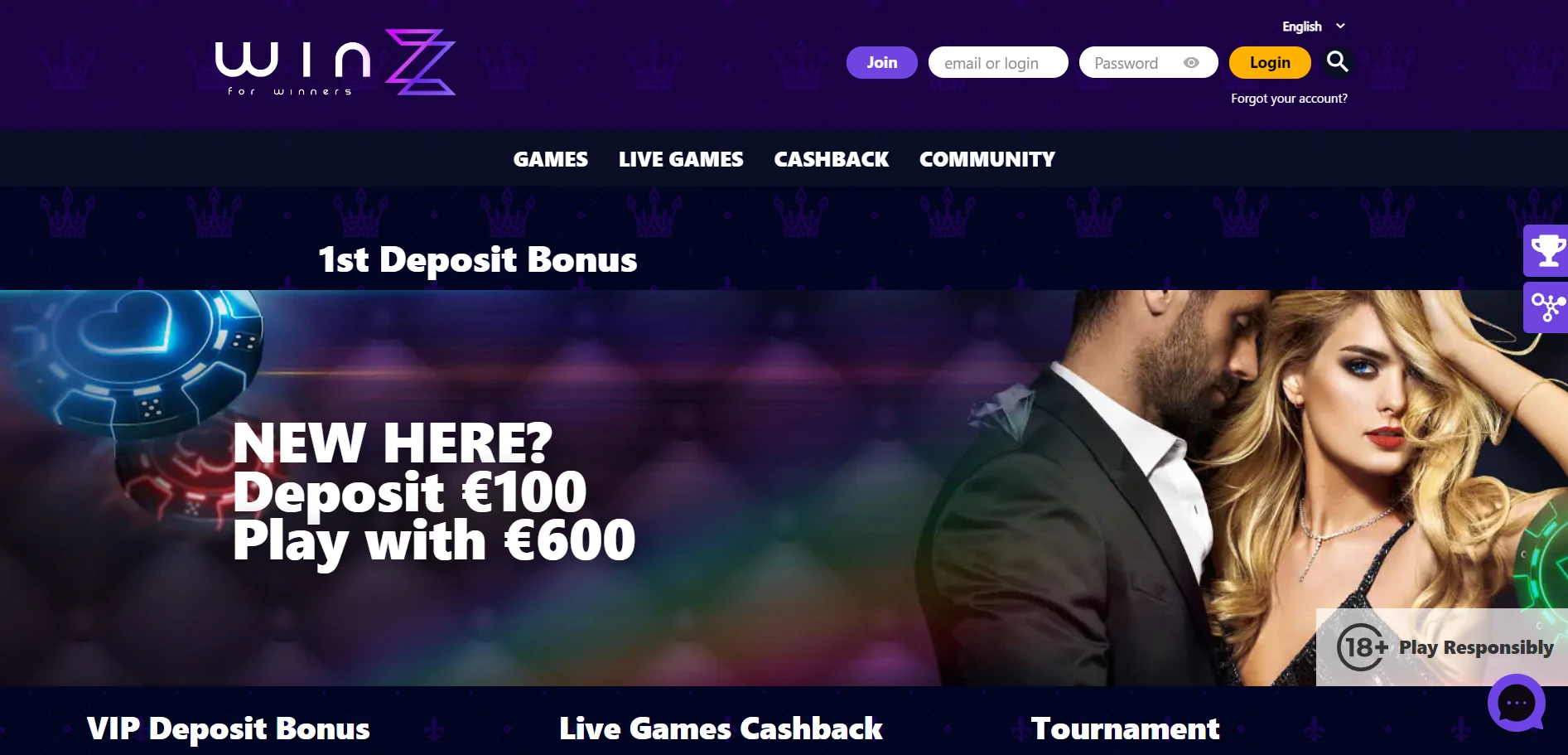 Winzz Casino Screenshot