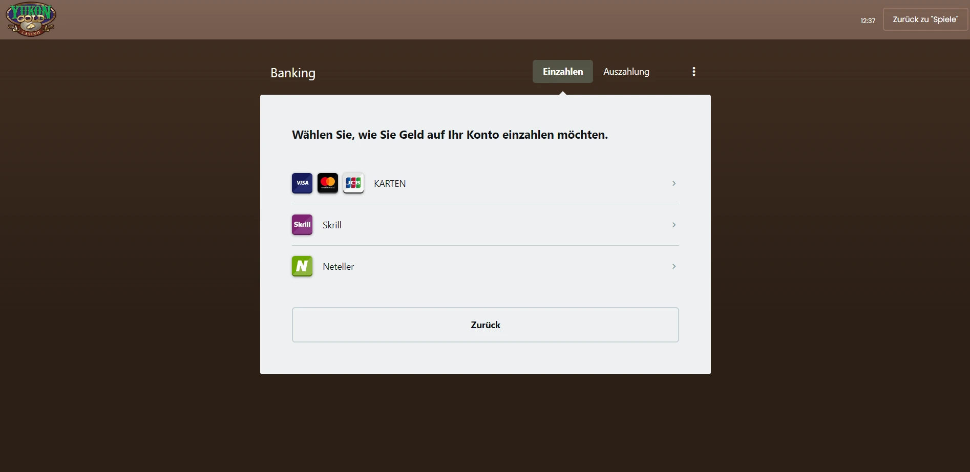 Yukon Gold Casino Screenshot