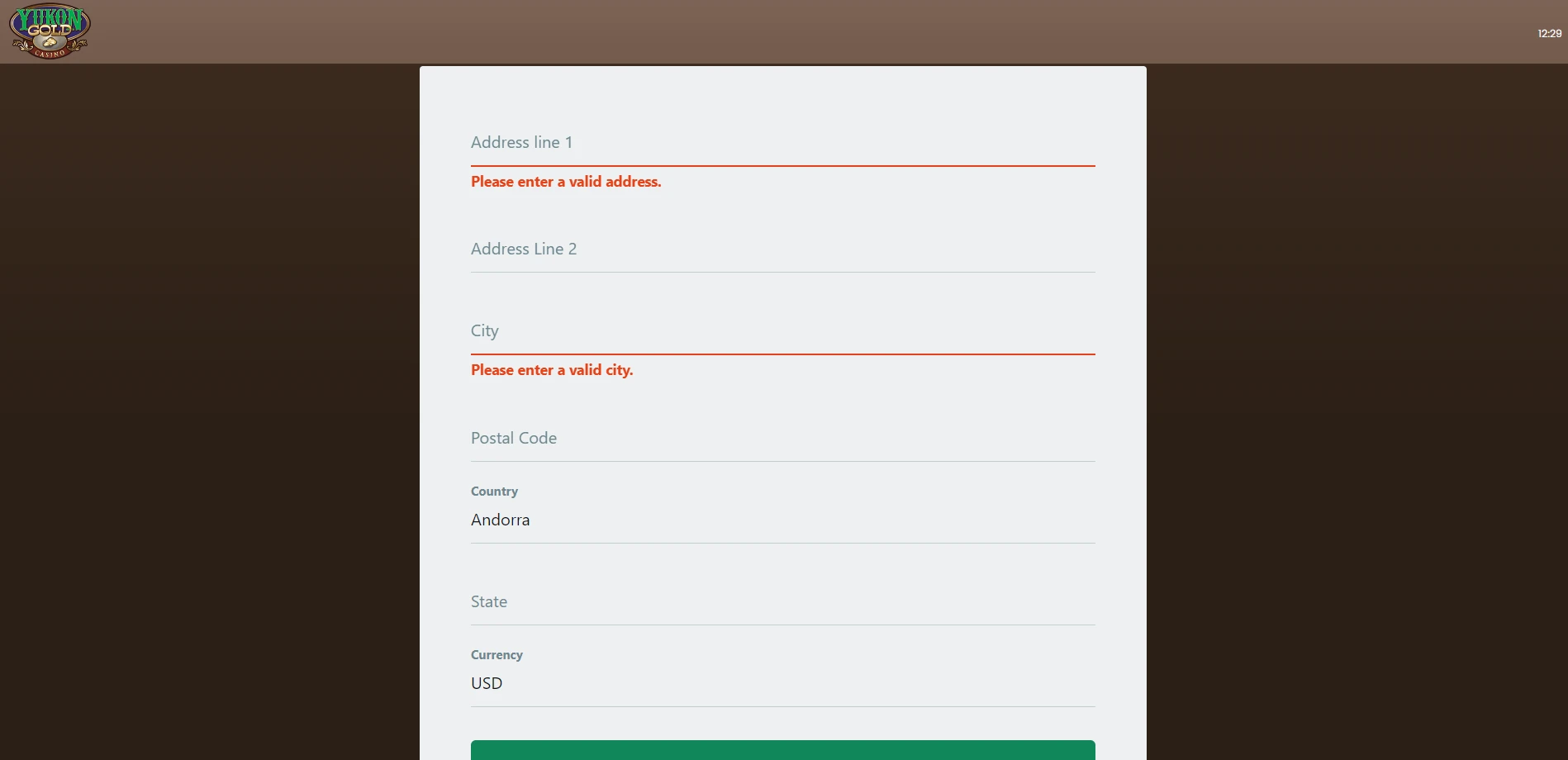 Yukon Gold Casino Screenshot