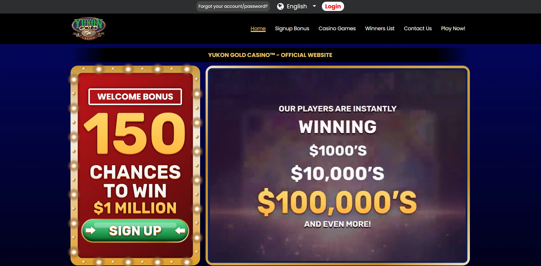 Yukon Gold Casino Screenshot