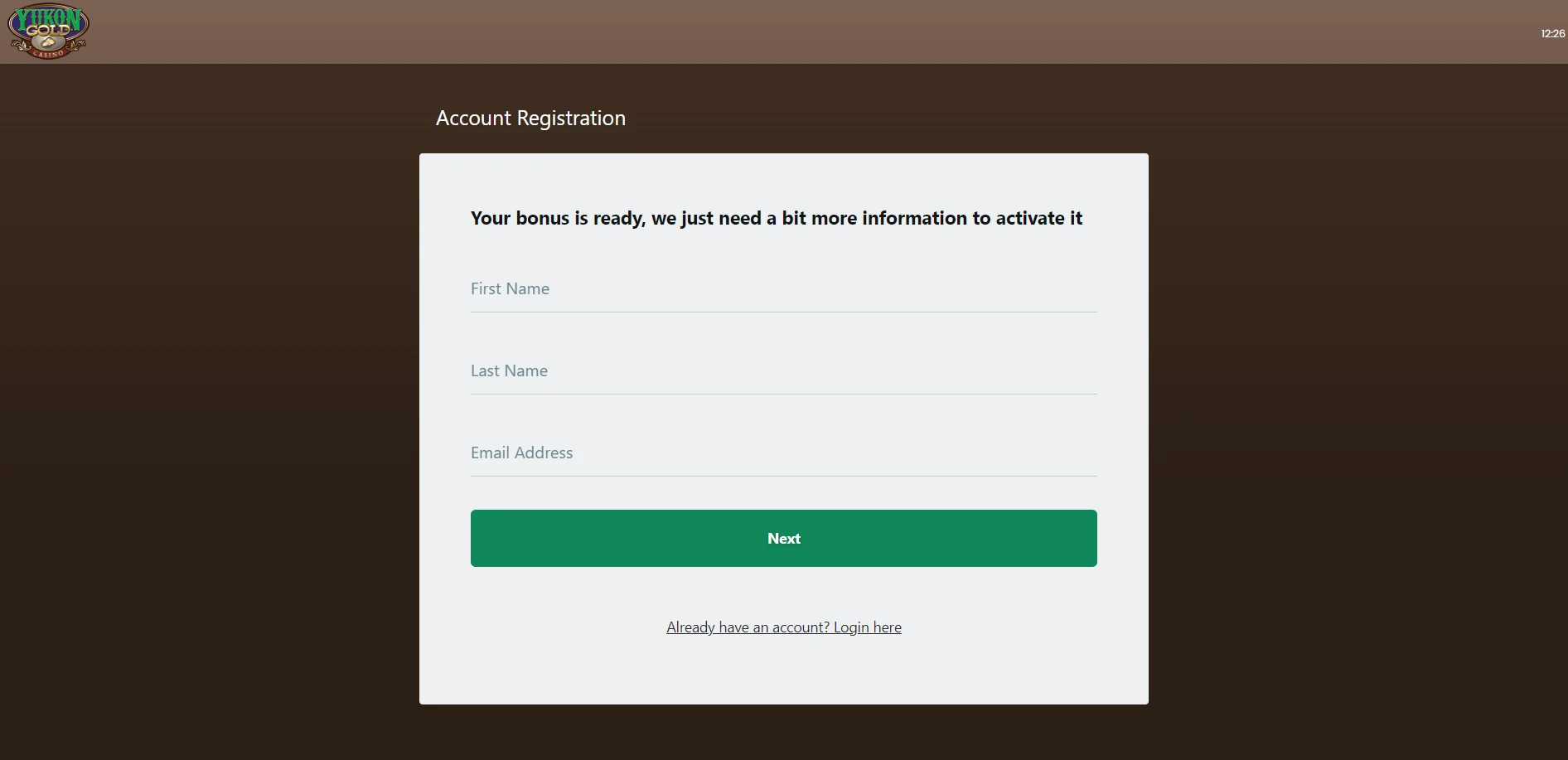 Yukon Gold Casino Screenshot