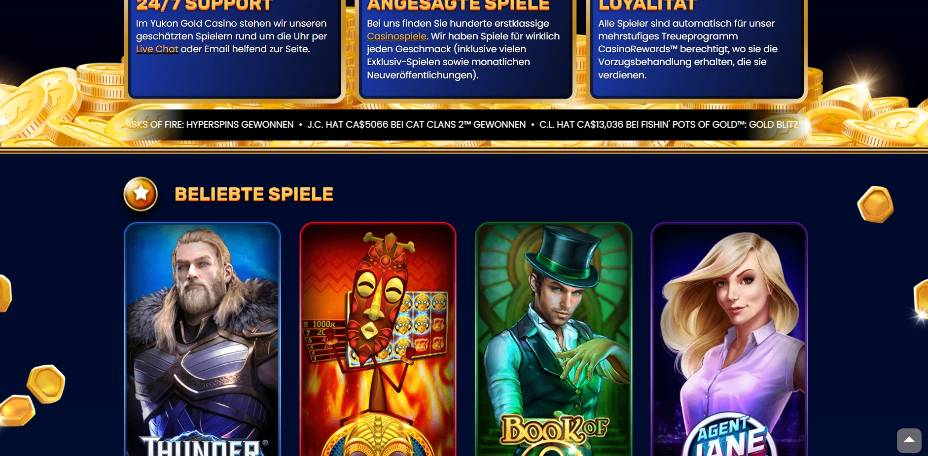 Yukon Gold Casino Screenshot