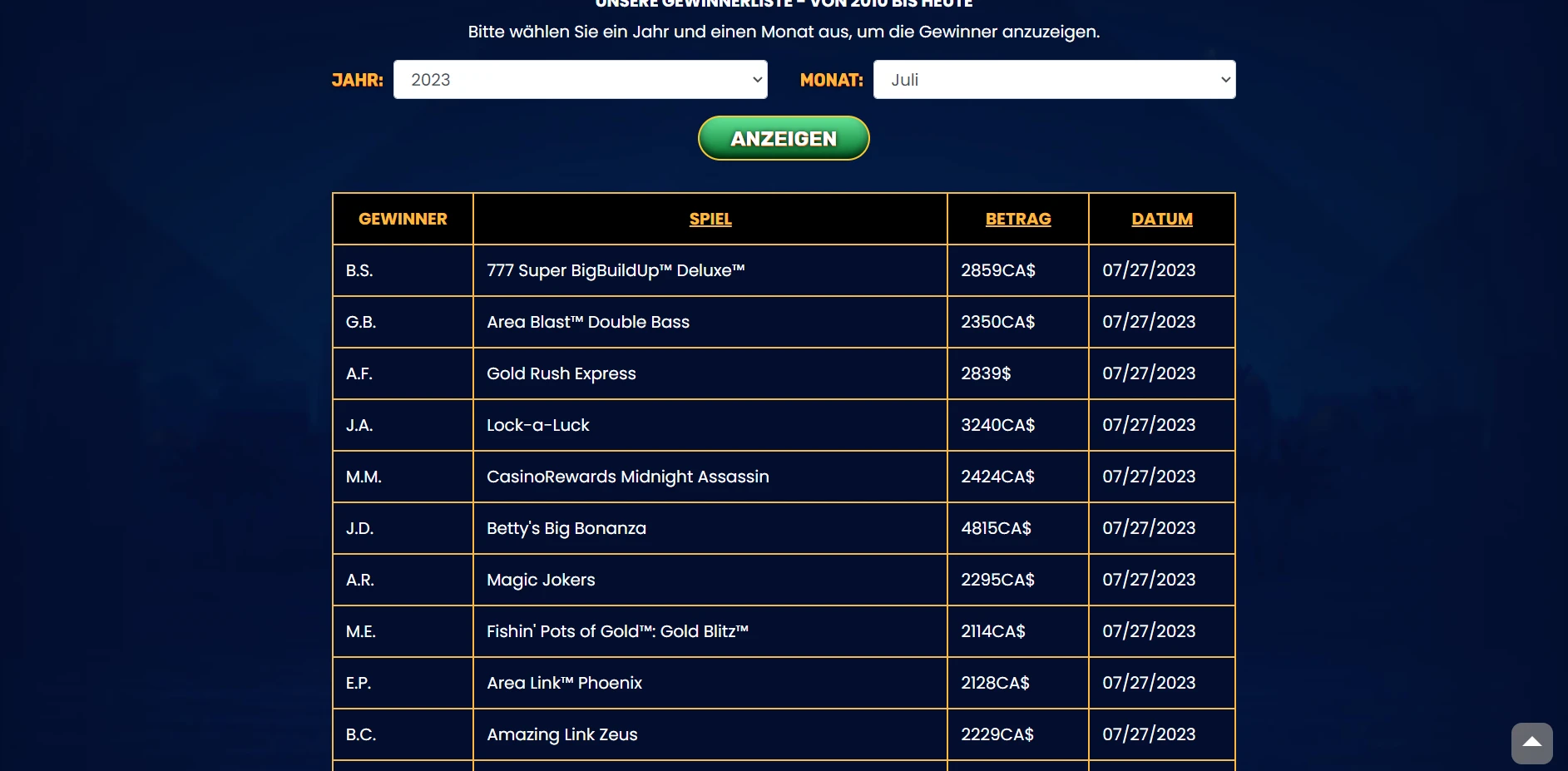 Yukon Gold Casino Screenshot