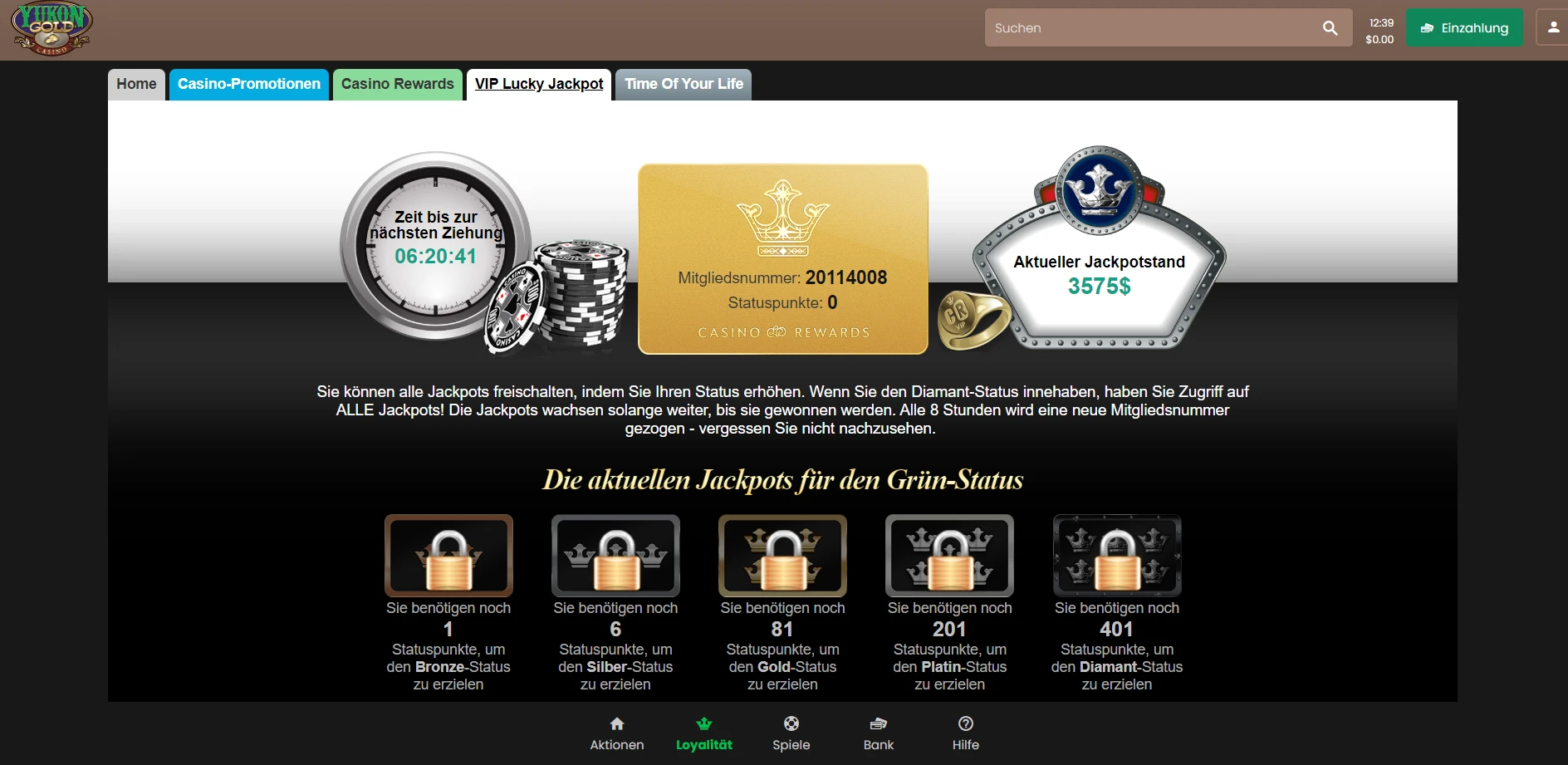 Yukon Gold Casino Screenshot