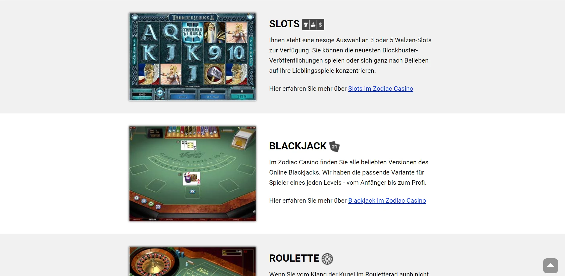 Zodiac Casino Screenshot