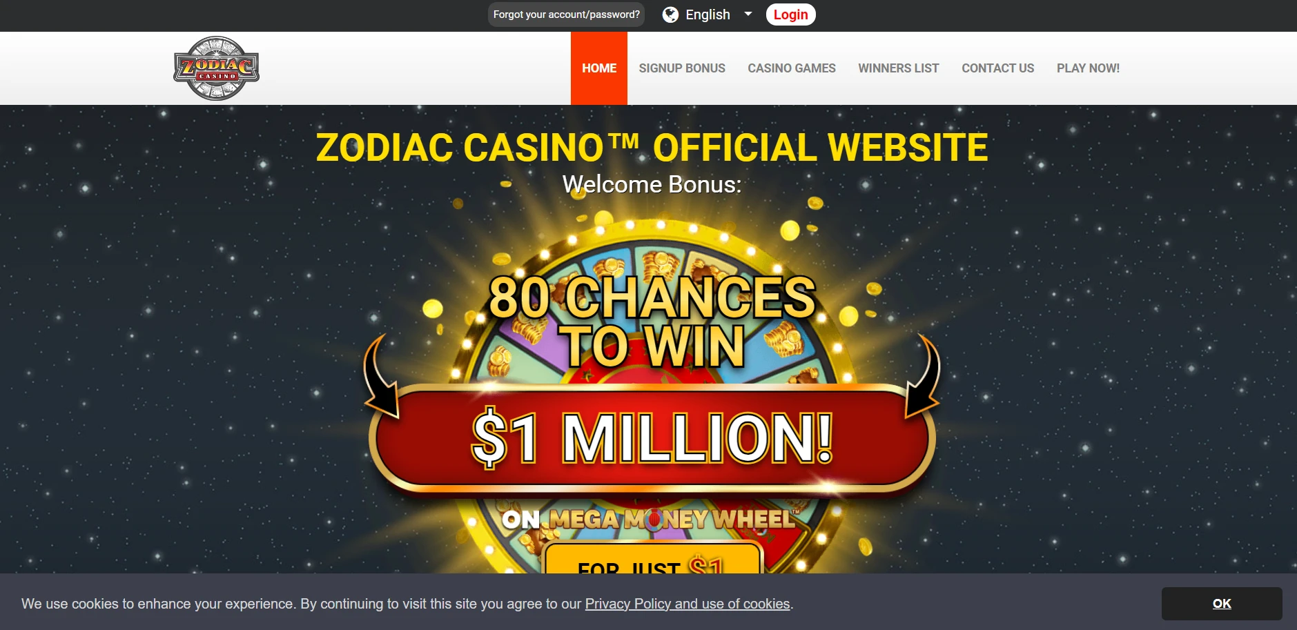 Zodiac Casino Screenshot