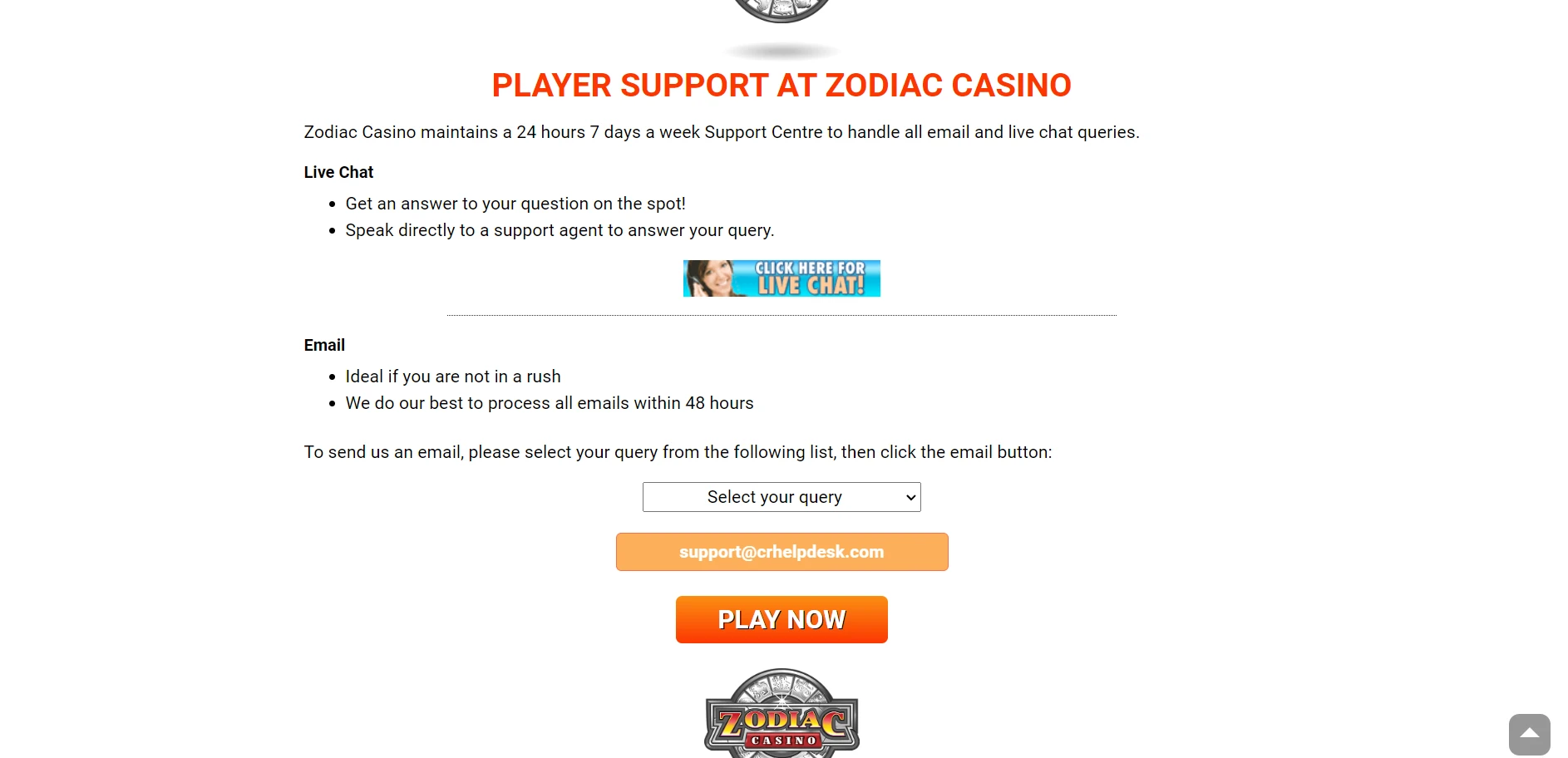 Zodiac Casino Screenshot