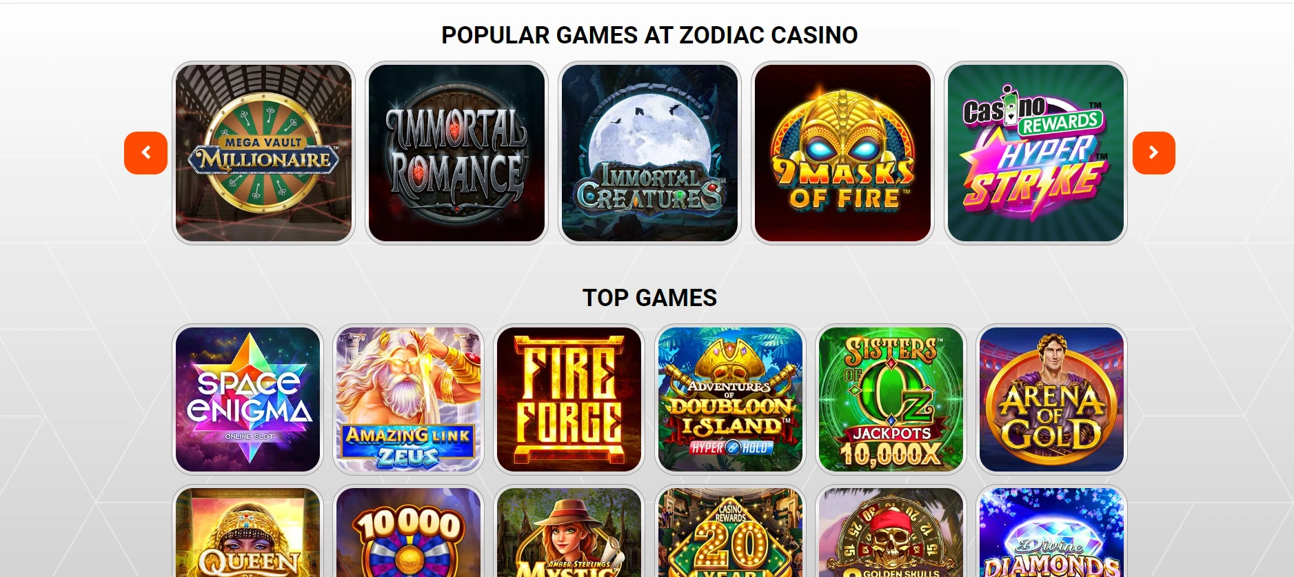 Zodiac Casino Screenshot
