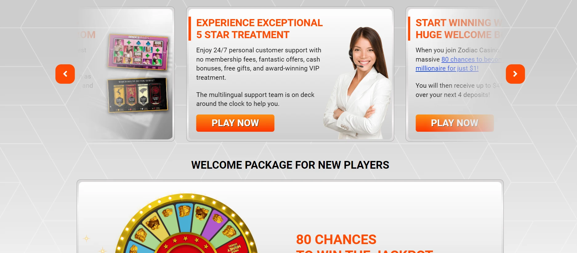 Zodiac Casino Screenshot