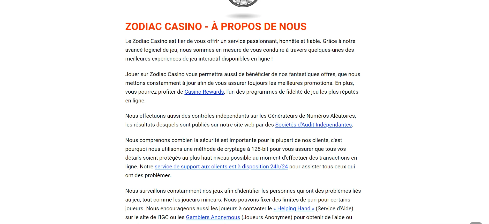 Zodiac Casino Screenshot
