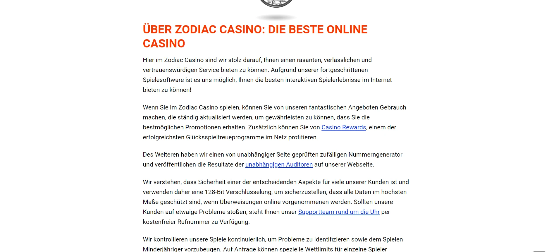 Zodiac Casino Screenshot