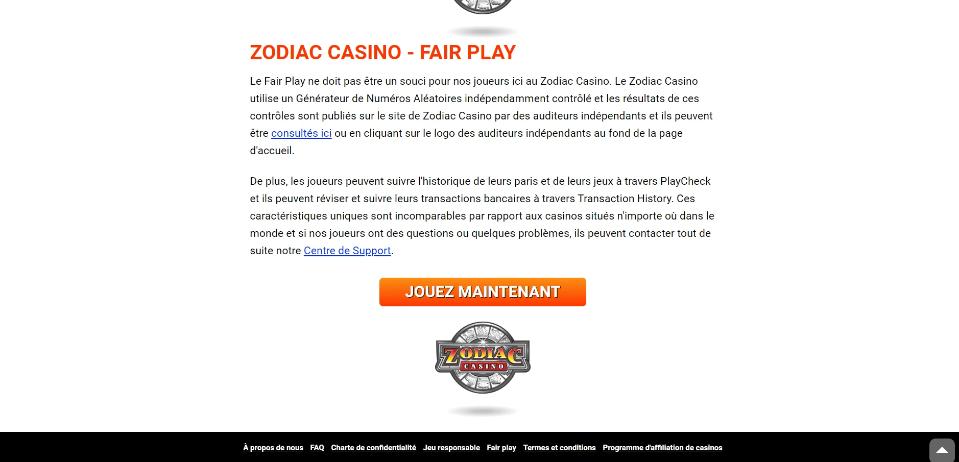 Zodiac Casino Screenshot
