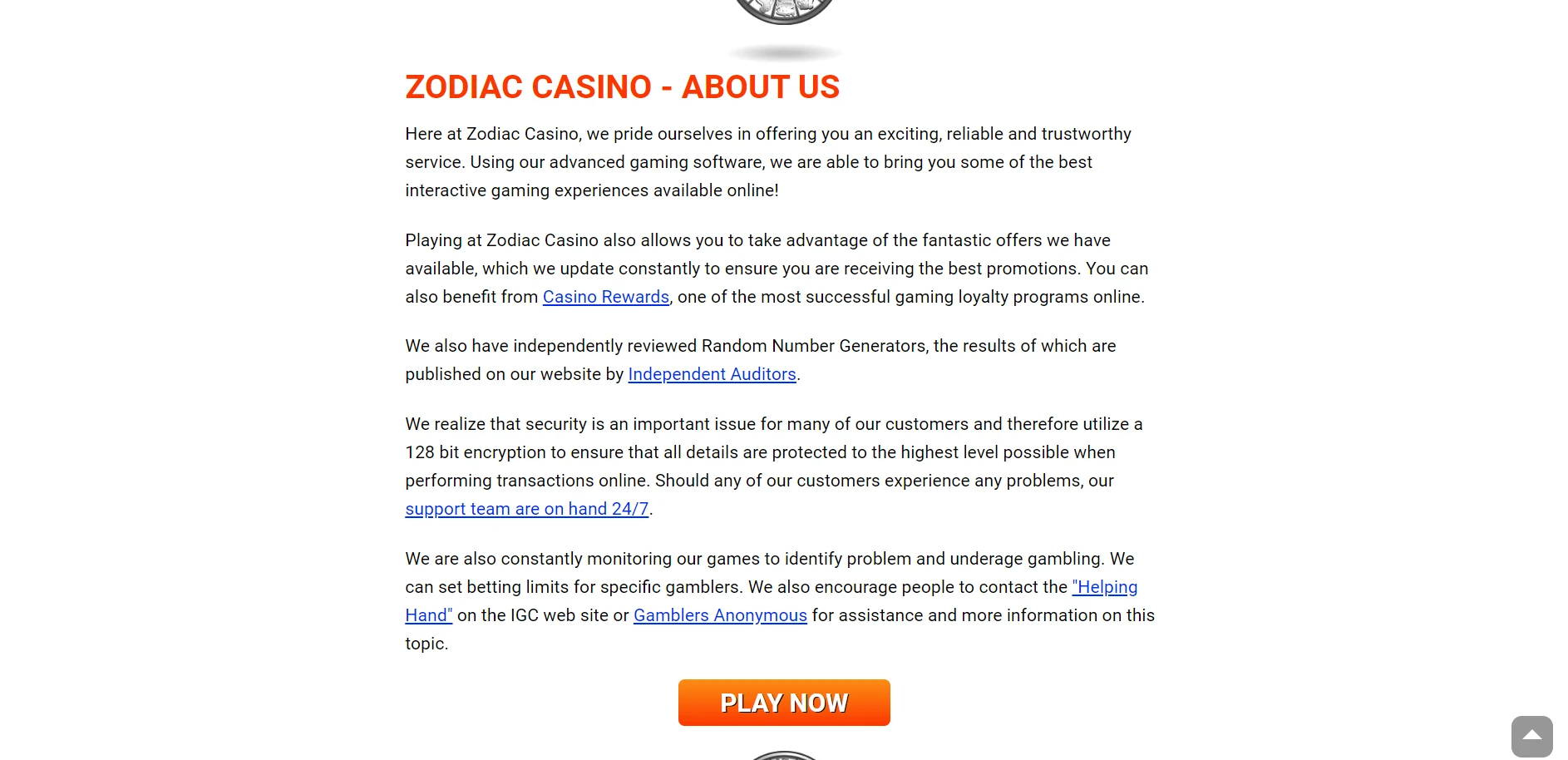 Zodiac Casino Screenshot