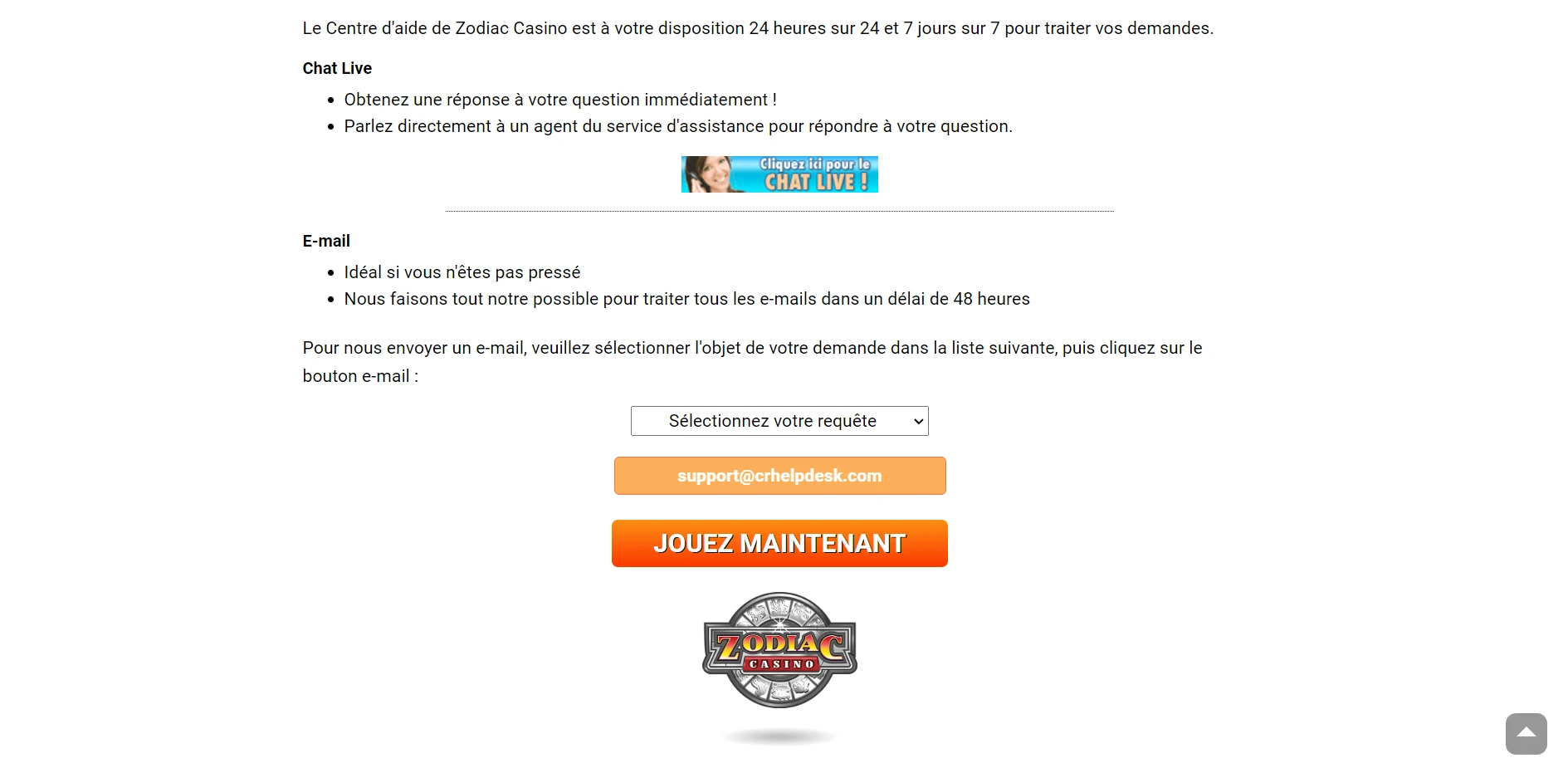 Zodiac Casino Screenshot