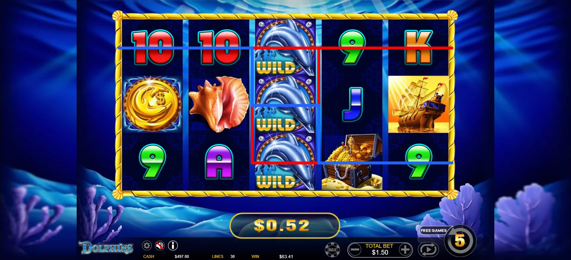50 Dolphins Ainsworth Screenshots