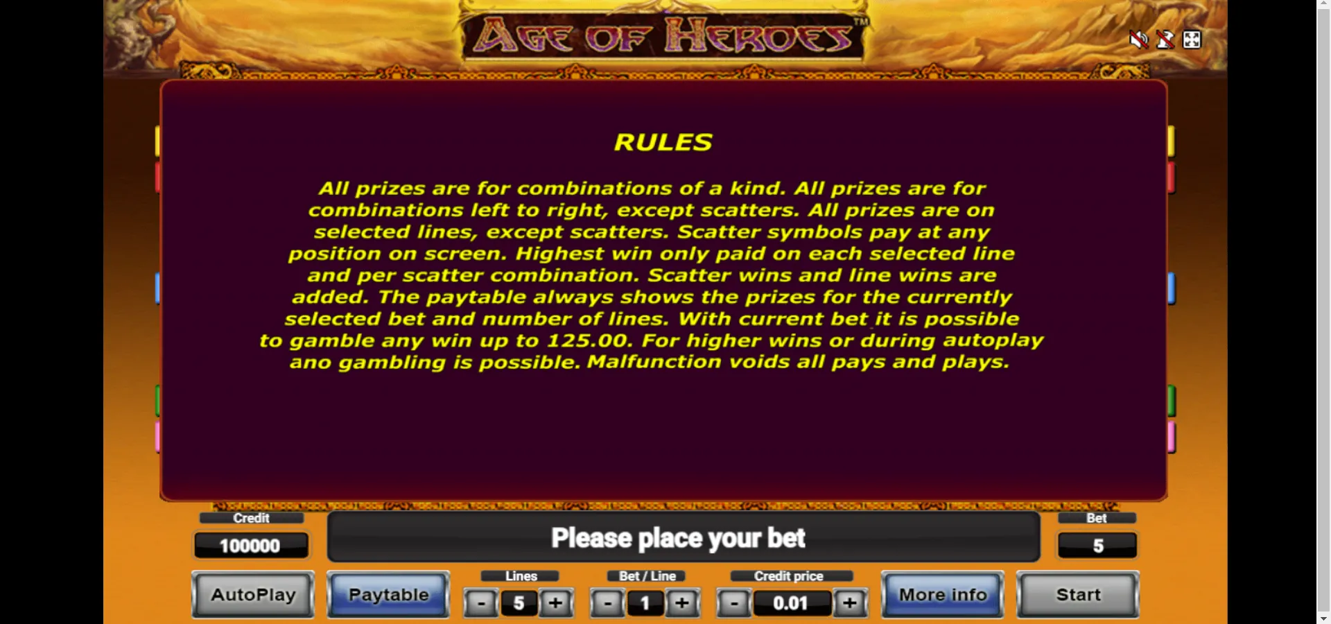 Age Of Heroes Novomatic Screenshots