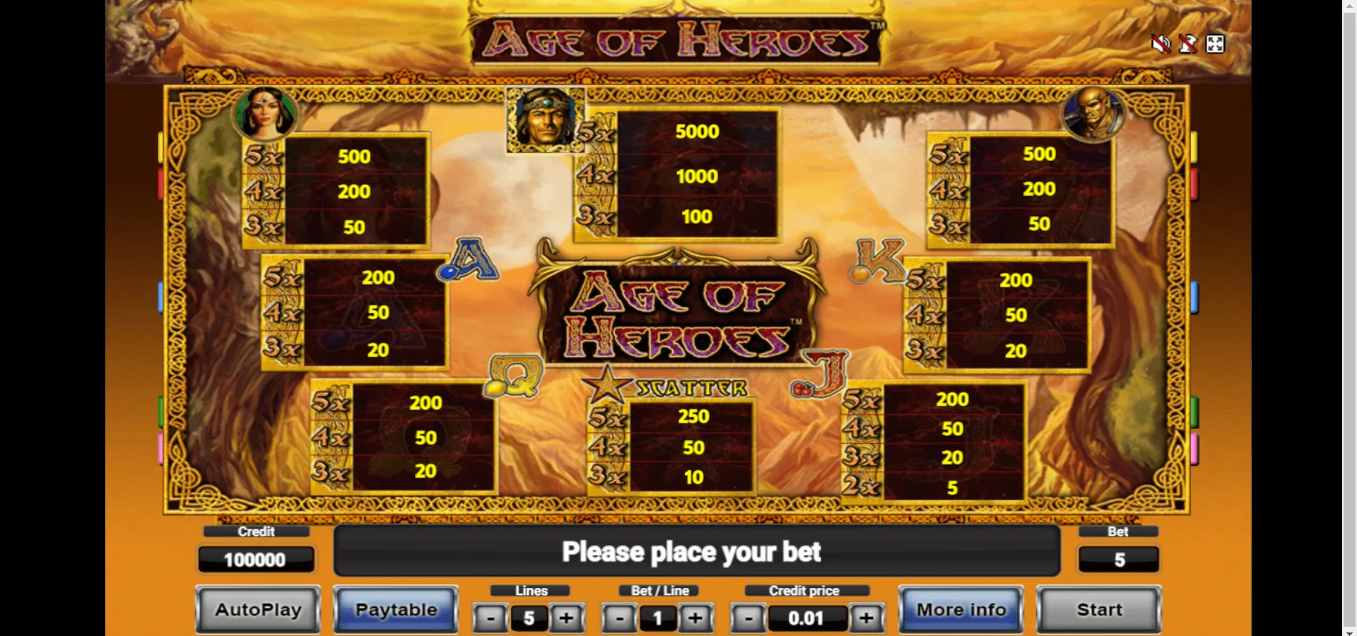 Age Of Heroes Novomatic Screenshots