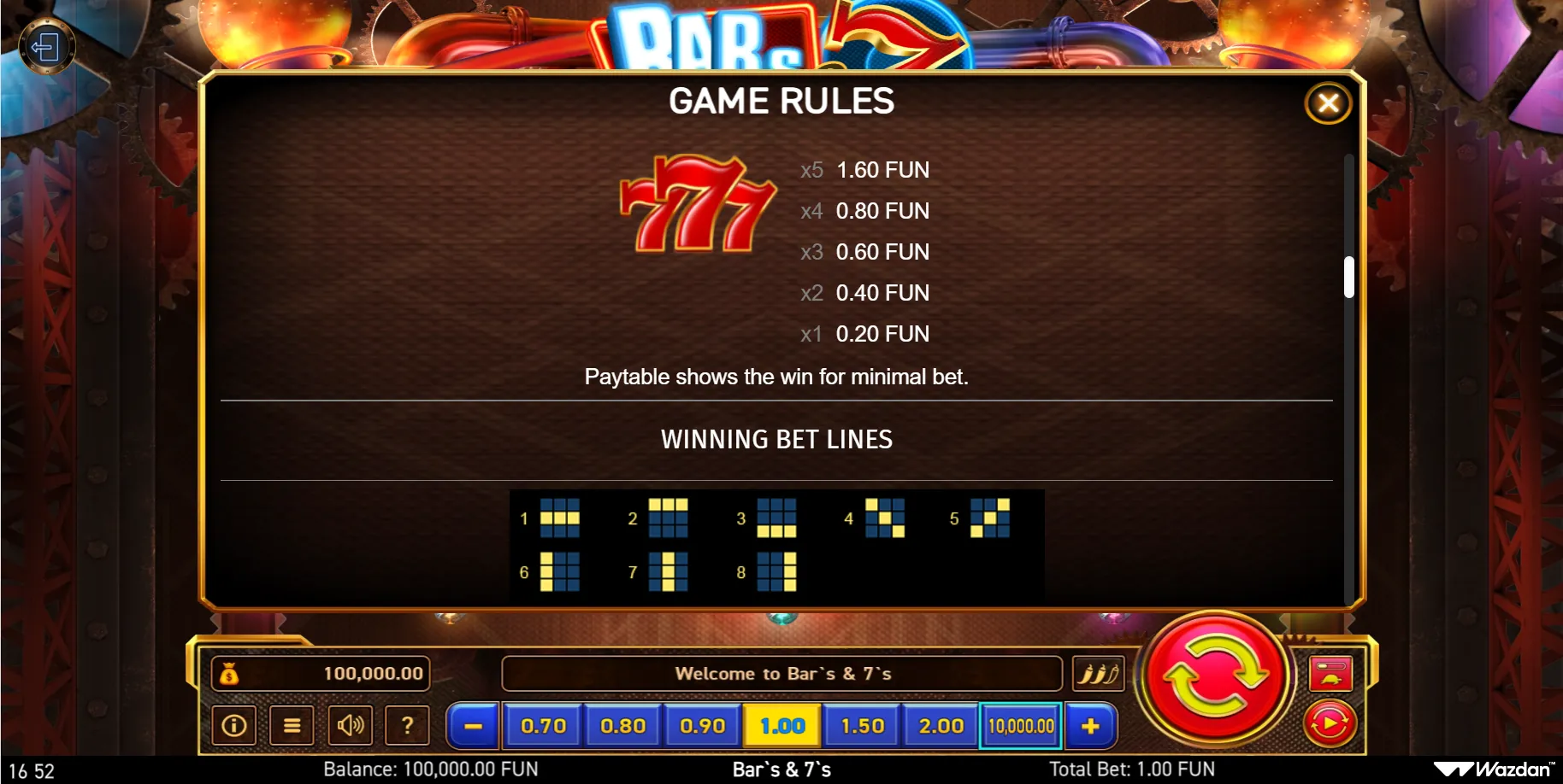 Bars  7S Wazdan Screenshots