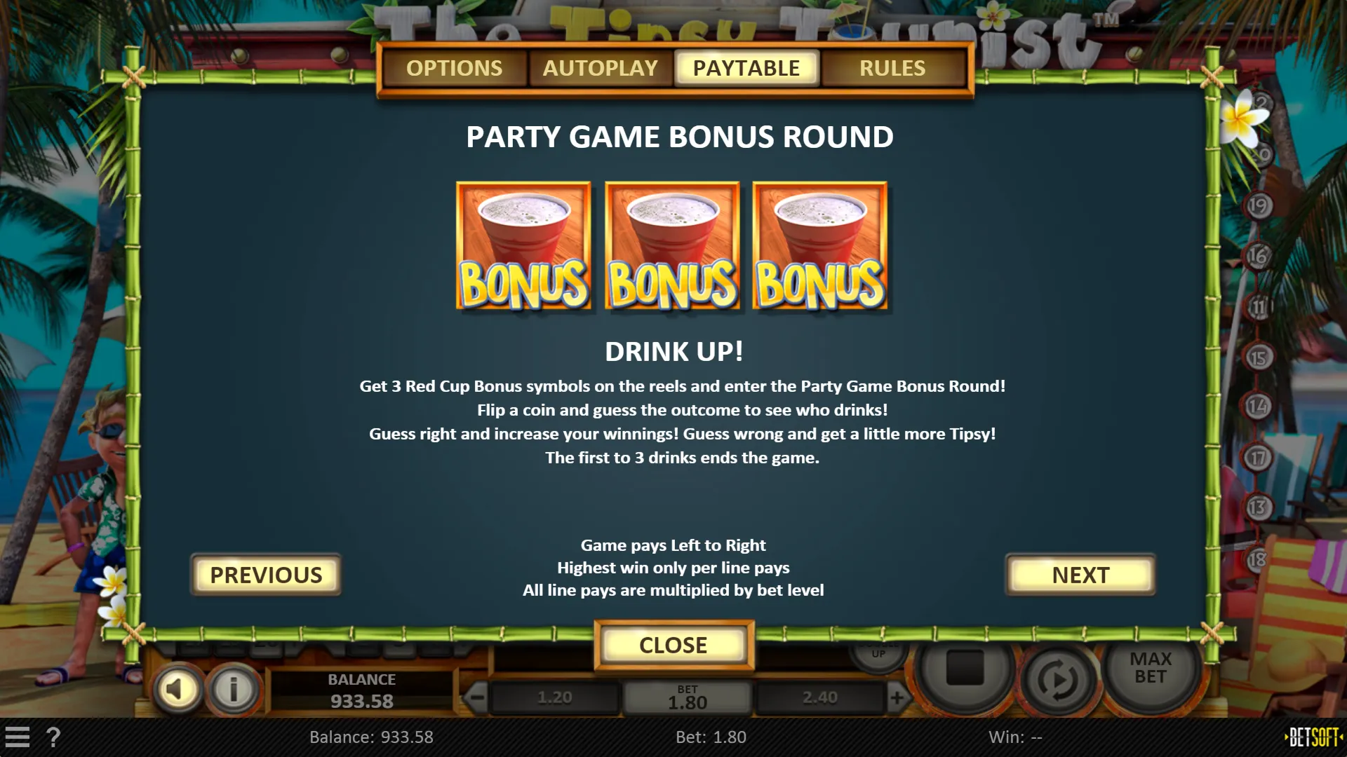 The Tipsy Tourist Betsoft Screenshots